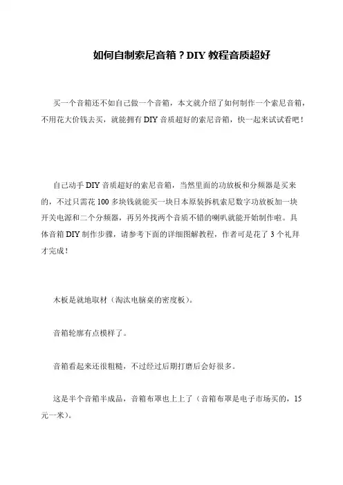如何自制索尼音箱？DIY教程音质超好