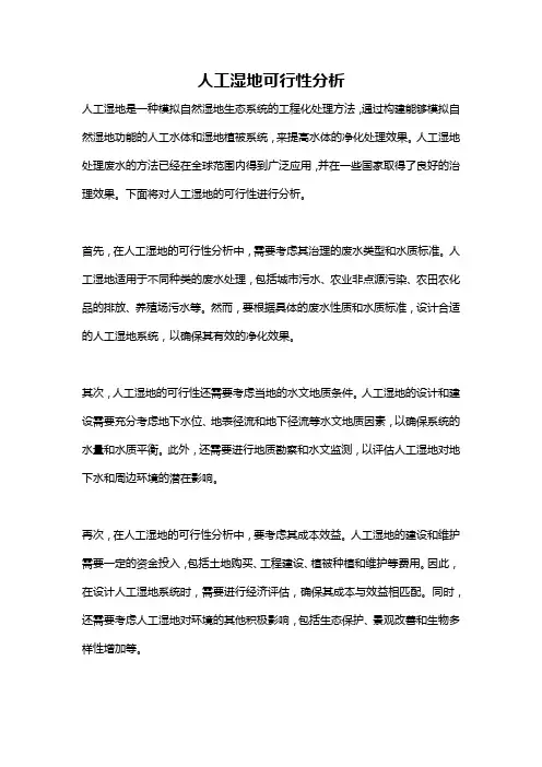 人工湿地可行性分析