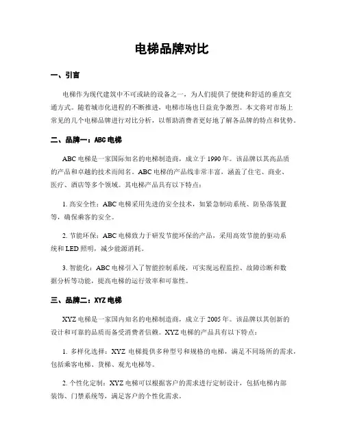 电梯品牌对比