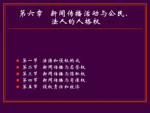 新闻传播法教程(第三版)PPT 第六章   新闻传播活动与公民、法人的人格权