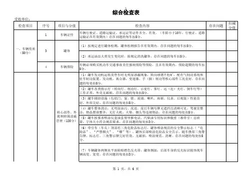 危货综合检查表
