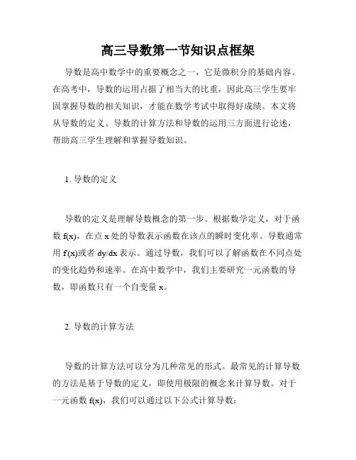 高三导数第一节知识点框架