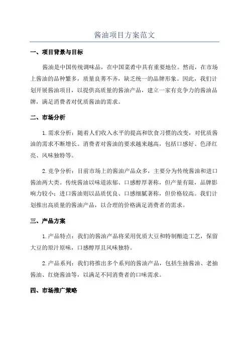 酱油项目方案范文