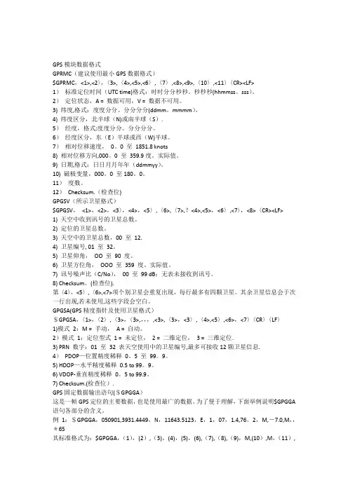 GPS协议标准数据格式