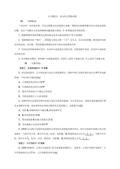 人教版九年级物理下册练习：小专题(五) 电功率之图象问题