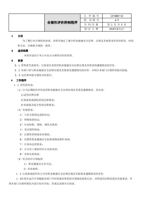 ISO45001合规性评价控制程序