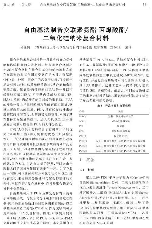 自由基法制备交联聚氨酯-丙烯酸酯二氧化硅纳米复合材料