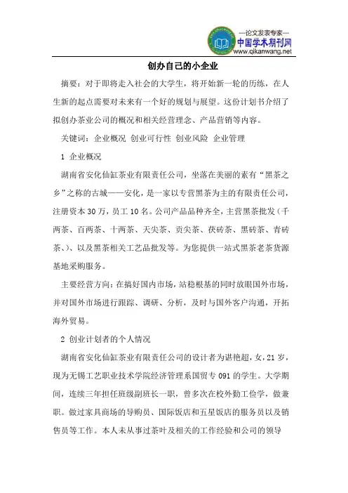 创办自己的小企业