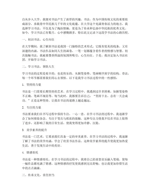 大学生学书法感言