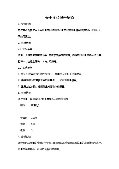 天平实验报告结论