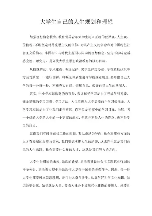 大学生自己的人生规划和理想