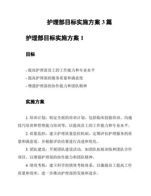 护理部目标实施方案3篇