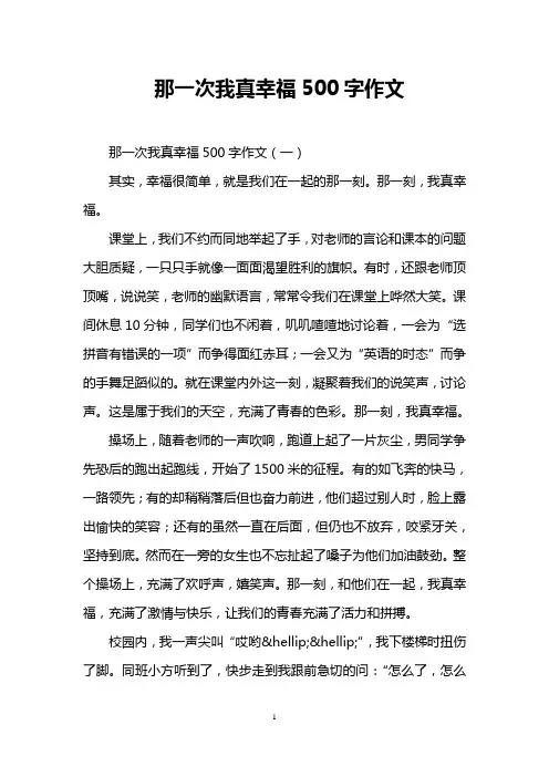 那一次我真幸福500字作文
