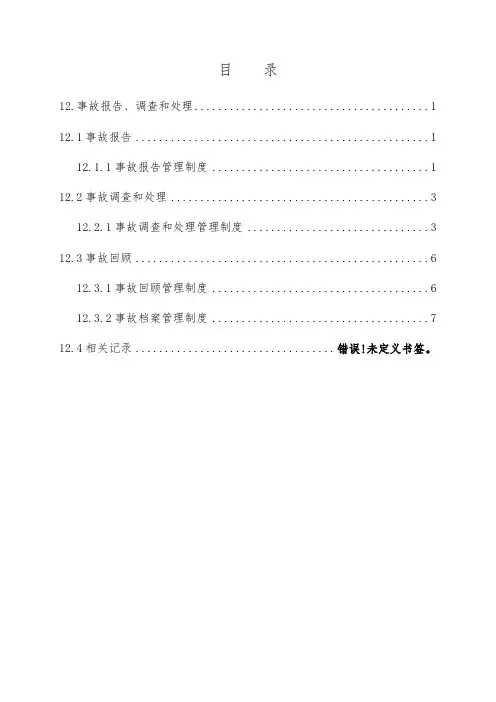 安全标准化(事故报告、调查和处理)