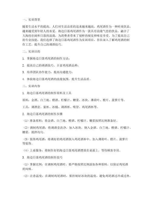 海边日落鸡尾酒实训报告