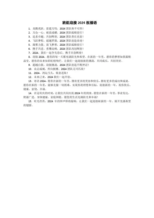 班组迎接2024祝福语