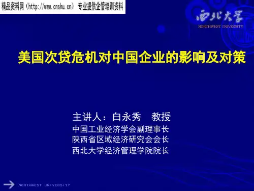 美国次贷危机对中国企业影响分析及对策(ppt)