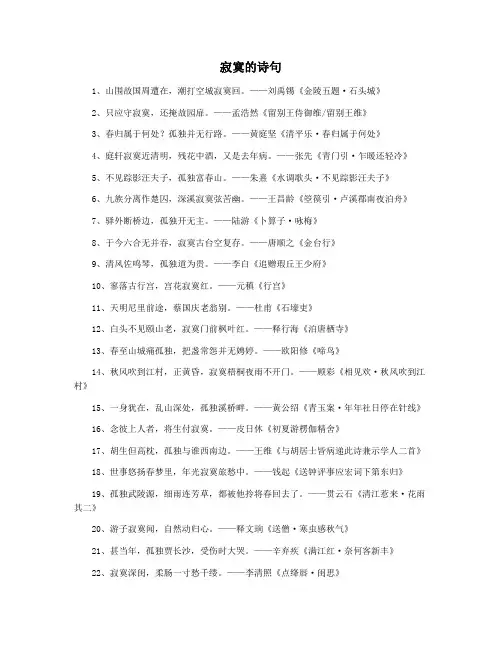 寂寞的诗句