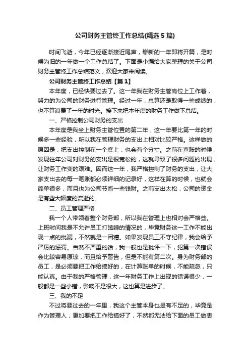 公司财务主管终工作总结（精选5篇）
