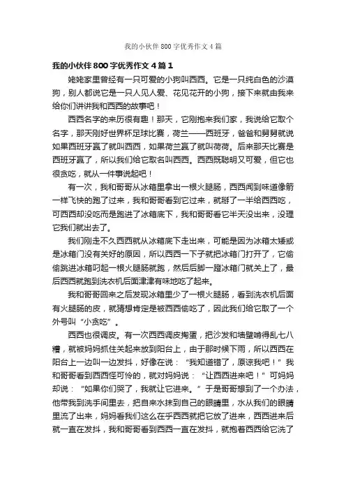 我的小伙伴800字优秀作文4篇