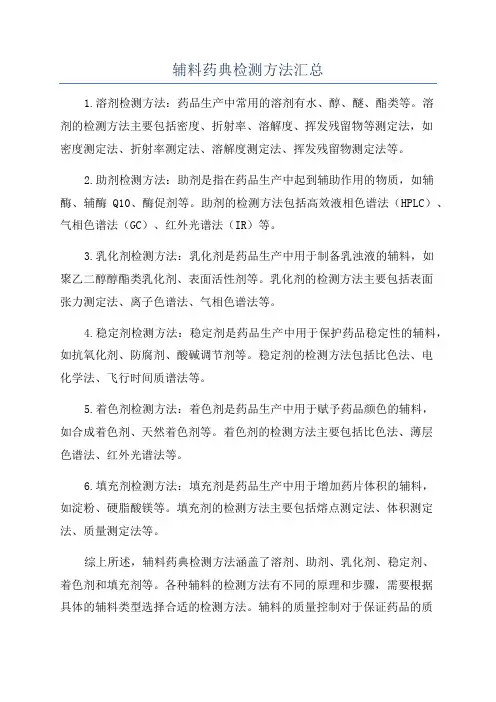 辅料药典检测方法汇总