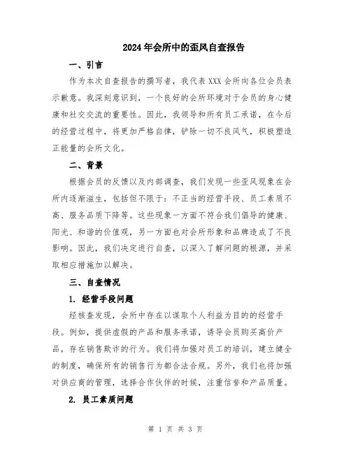 2024年会所中的歪风自查报告