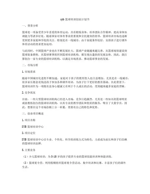 syb篮球培训创业计划书