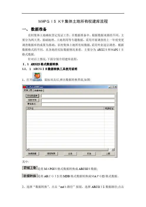 MapGISK9集体土地所有权建库流程