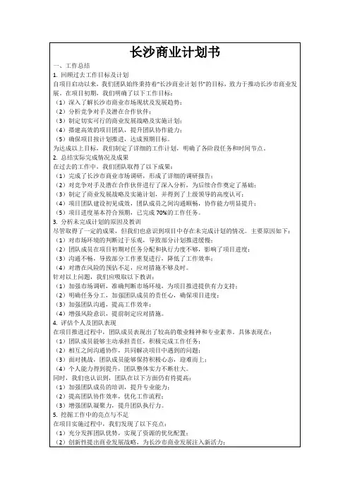长沙商业计划书