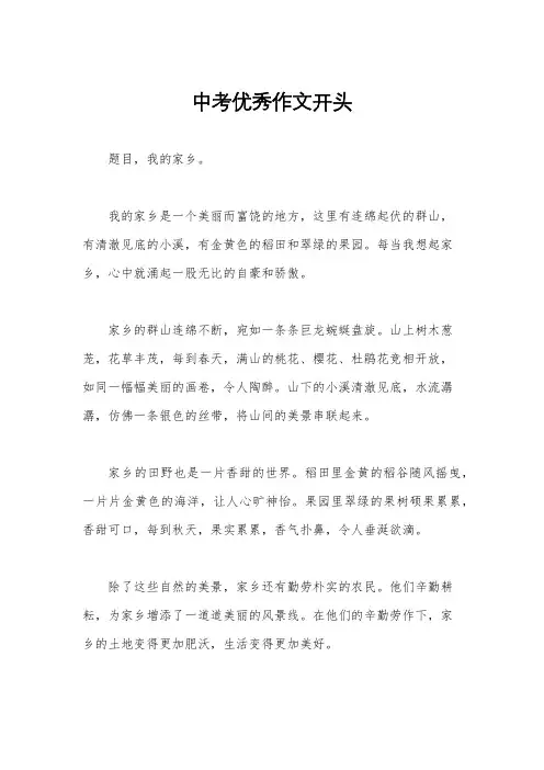 中考优秀作文开头