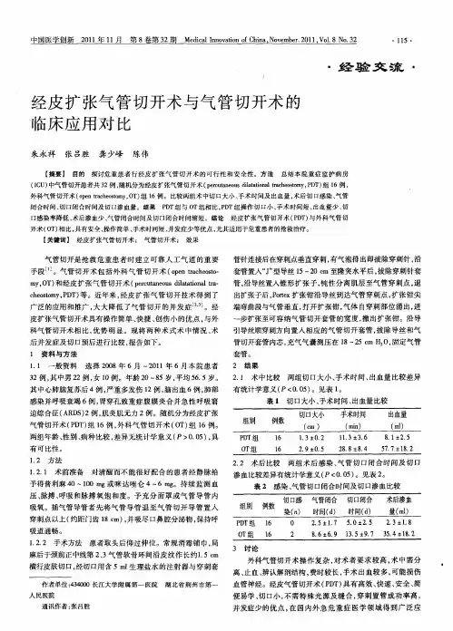 经皮扩张气管切开术与气管切开术的临床应用对比