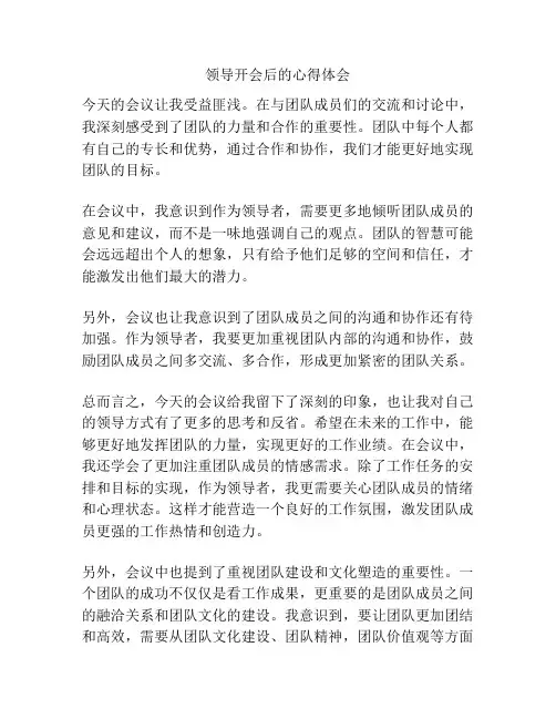 领导开会后的心得体会