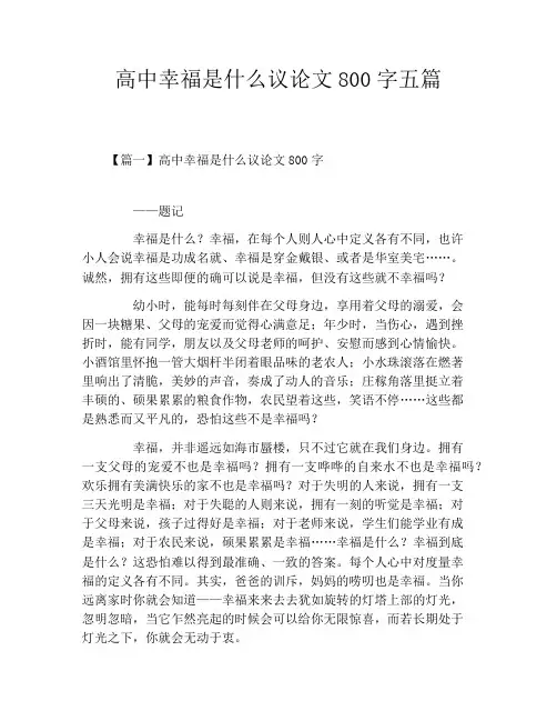 高中幸福是什么议论文800字五篇