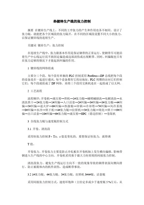 热镀锌生产线的张力控制