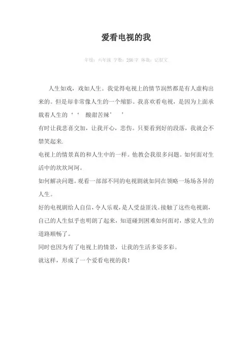 爱看电视的我250字作文