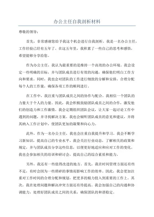 办公主任自我剖析材料