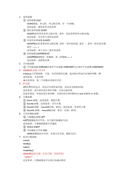 计算机二级E cel常考函数总结