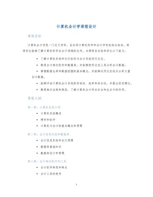 计算机会计学课程设计