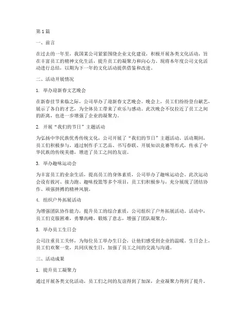 公司文化活动年度总结(3篇)