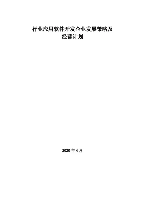 2020年行业应用软件开发企业发展策略及经营计划
