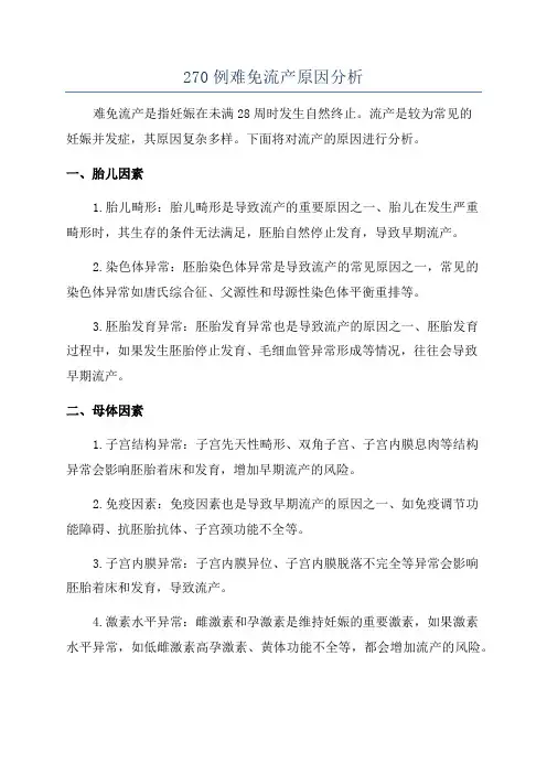 270例难免流产原因分析