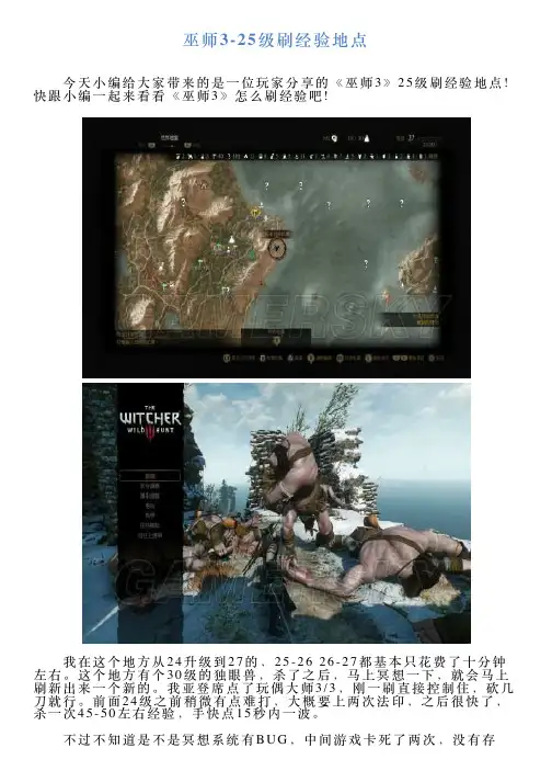 巫师325级刷经验地点