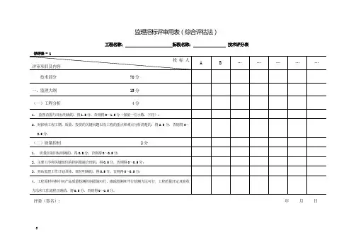 监理招标评标方法和标准-附表