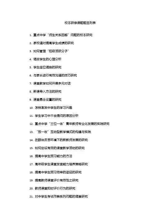 校本研修课题题目列表