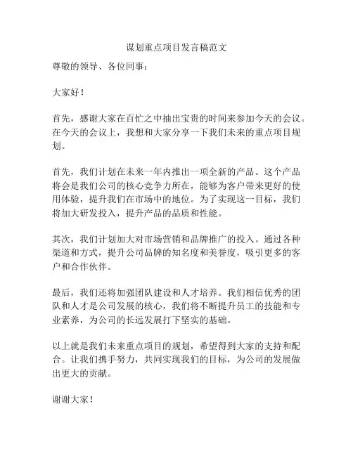 谋划重点项目发言稿范文
