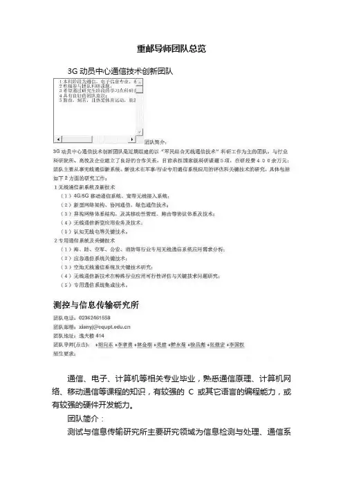 重邮导师团队总览