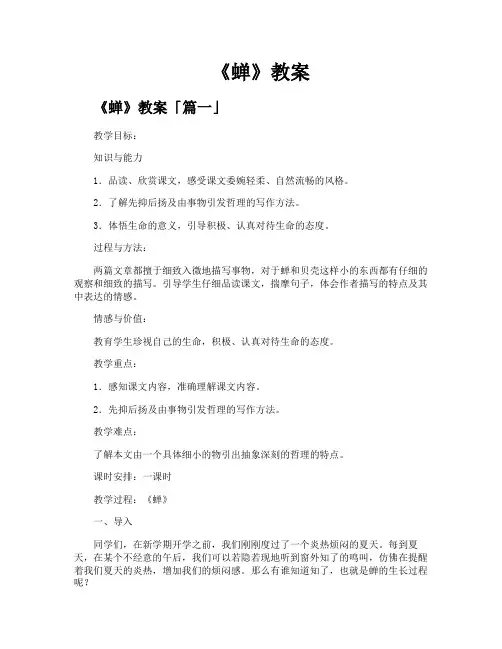 《蝉》教案精选七篇