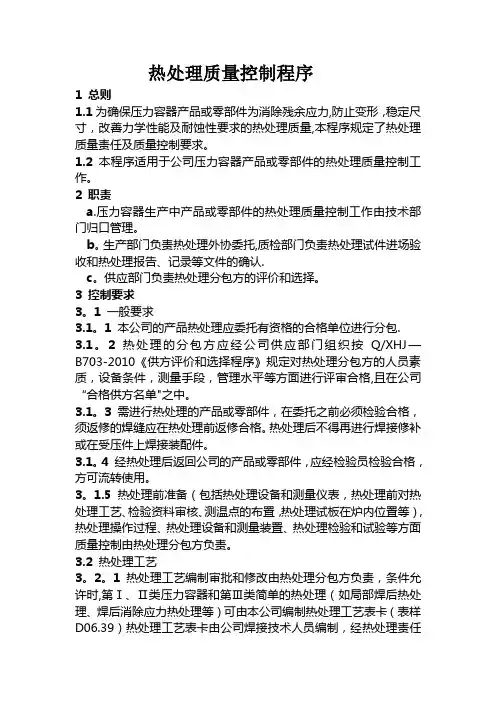 热处理质量控制程序