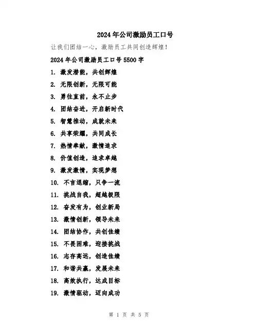 2024年公司激励员工口号