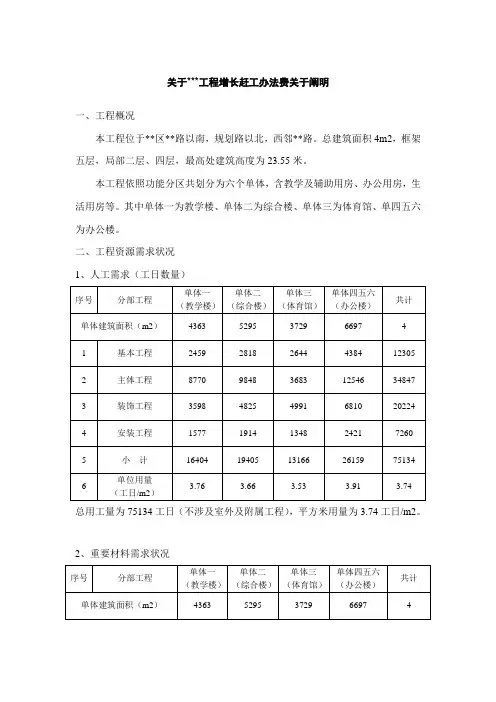 工程赶工措施费的计算样本